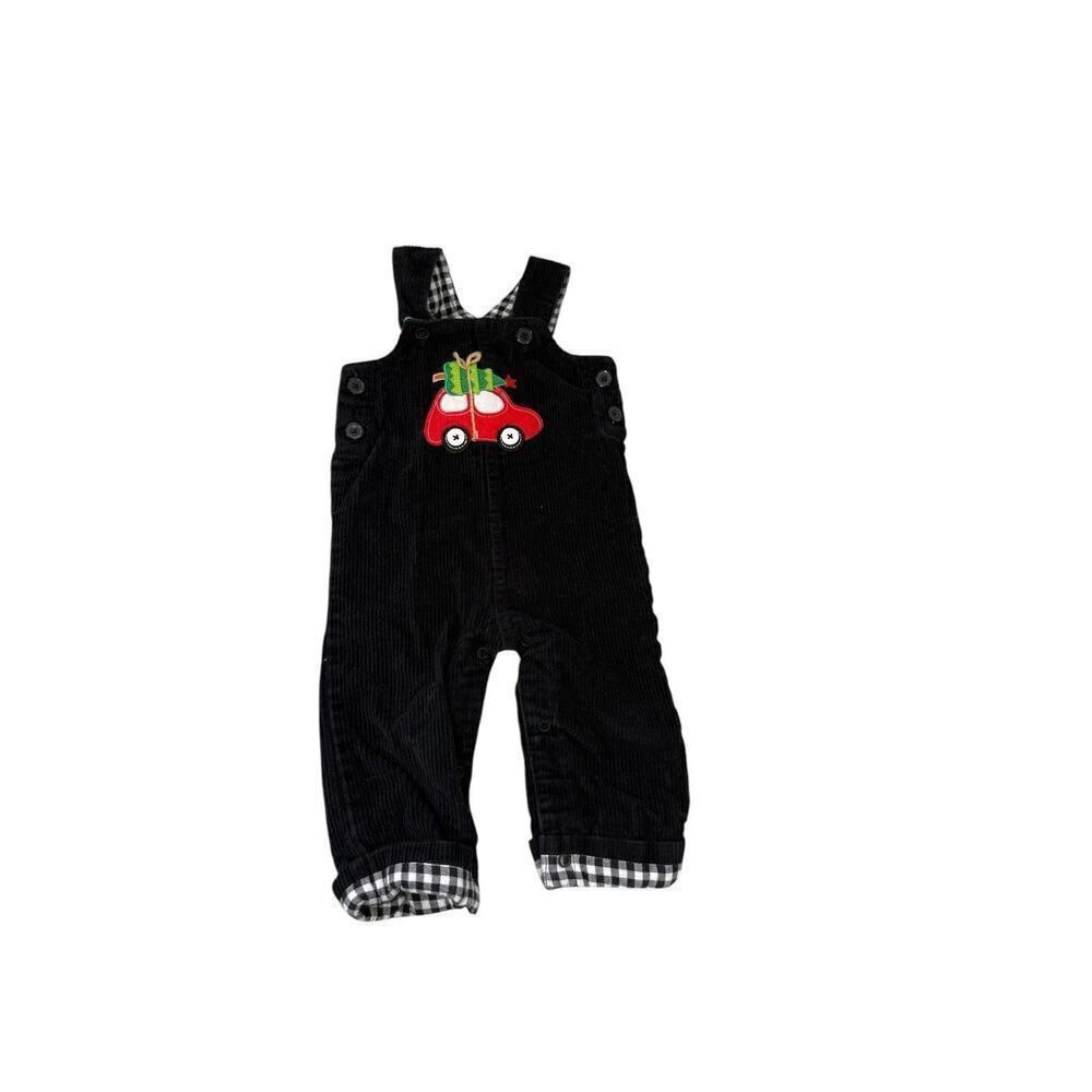 Mudpie Baby Cotton Corduroy Red Truck Christmas Overalls Baby Size 9-12 M